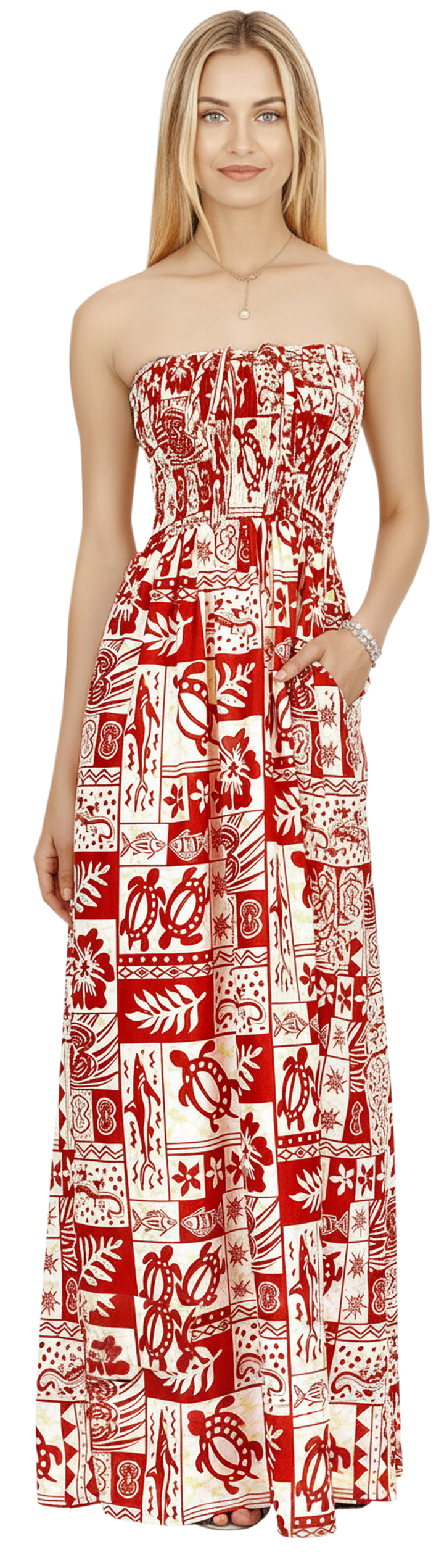 LA LEELA Red Long Dress - 136406