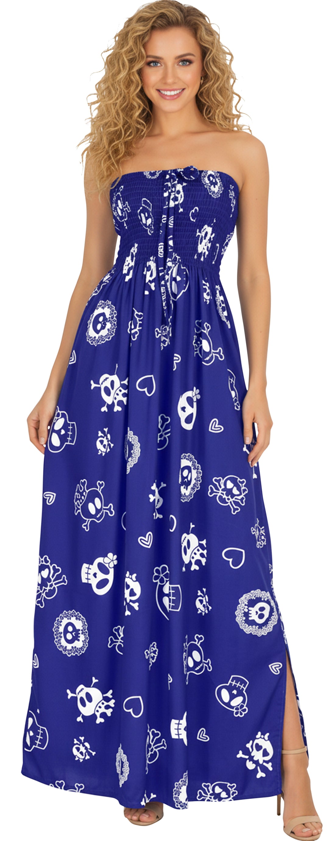 LA LEELA Blue Long Dress - 906239