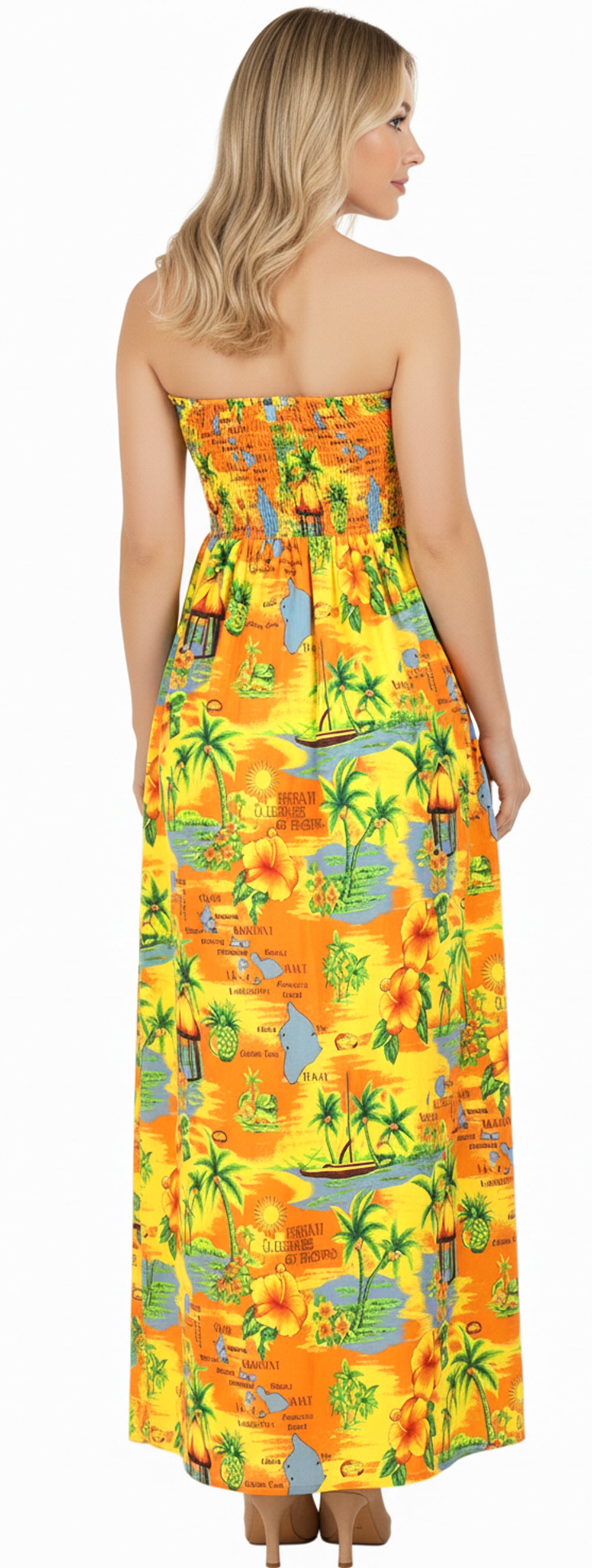 LA LEELA Orange Long Dress - 136246
