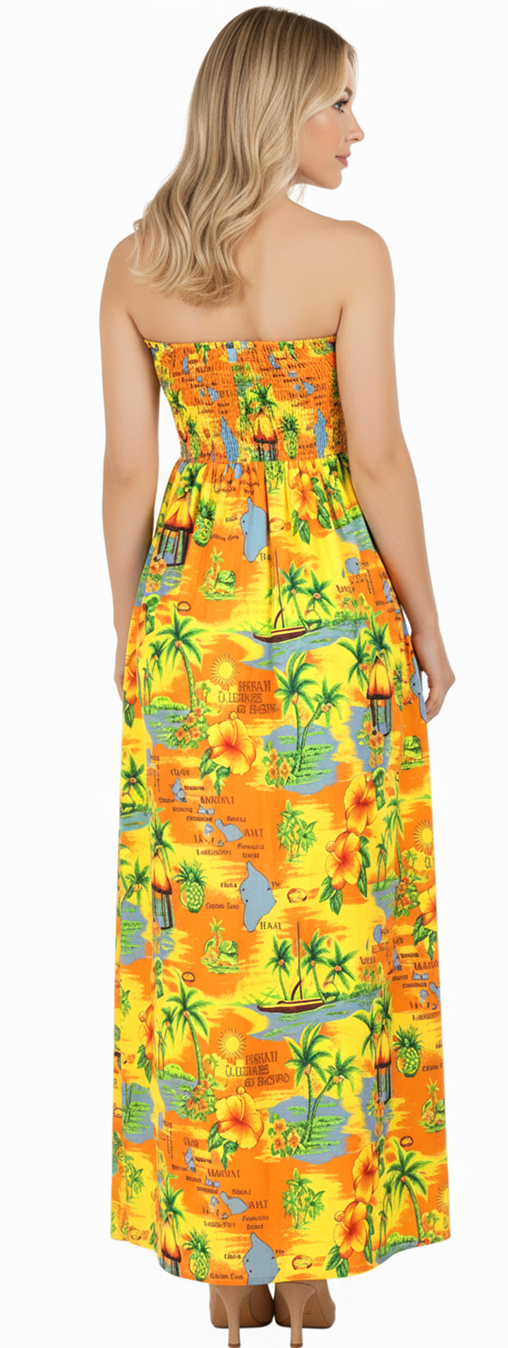 LA LEELA Orange Long Dress - 136246