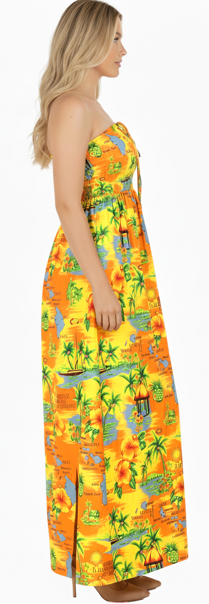 LA LEELA Orange Long Dress - 136246