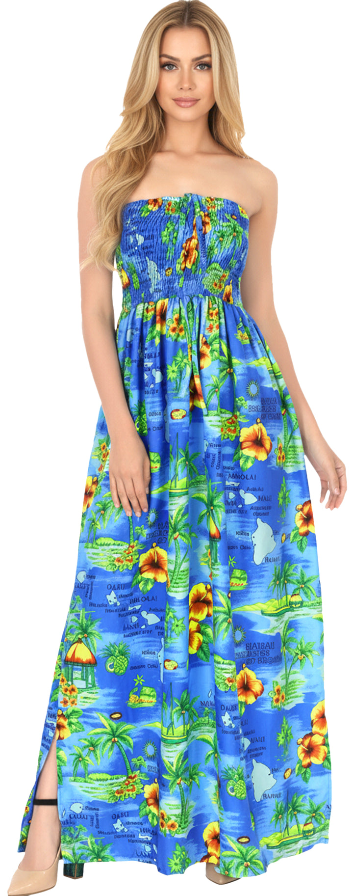 LA LEELA Blue Long Dress - 136249