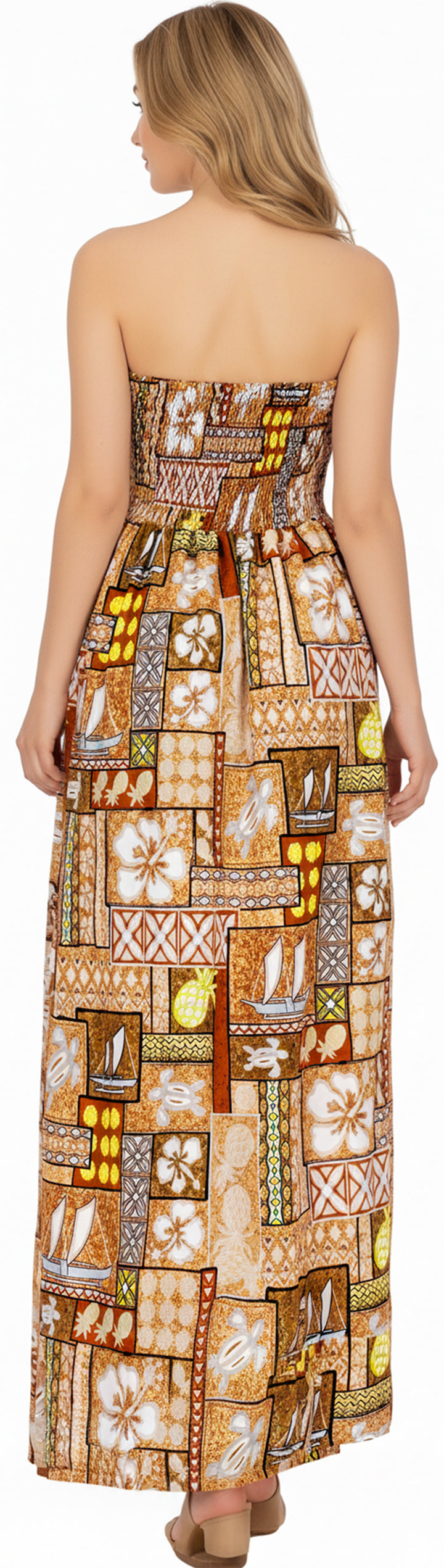 LA LEELA Brown Long Dress - 914777
