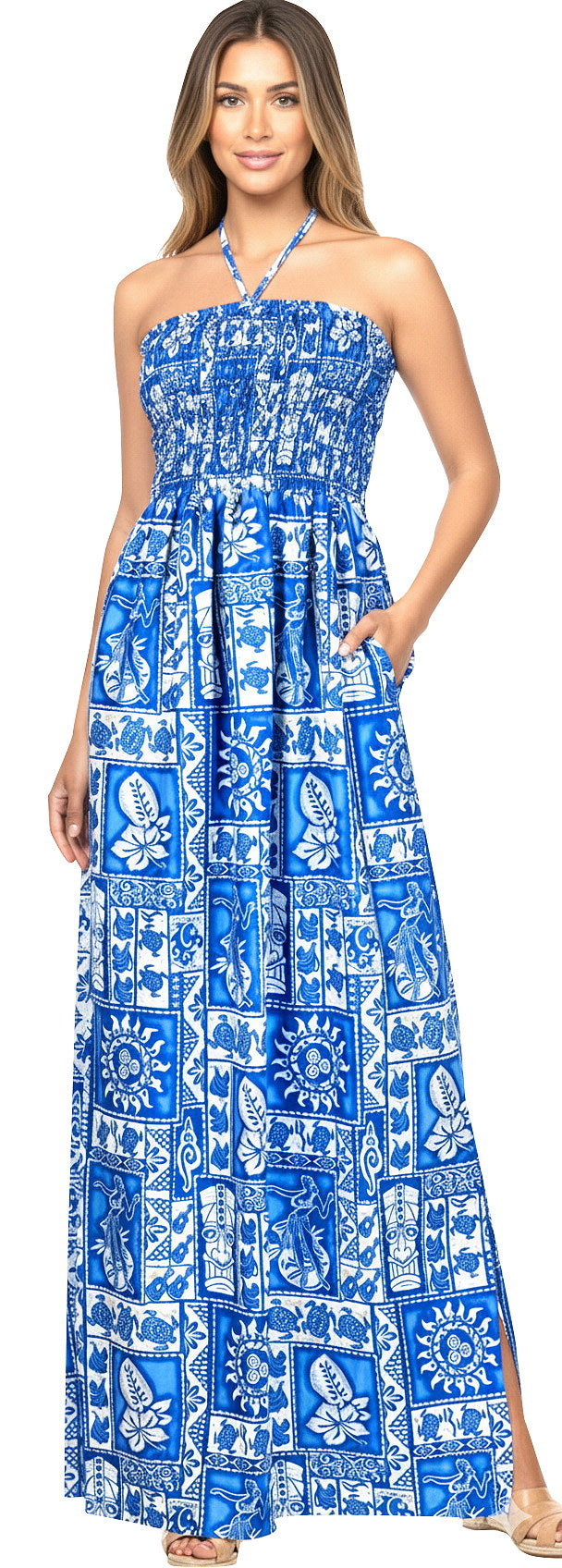 LA LEELA Blue Long Dress - 129452