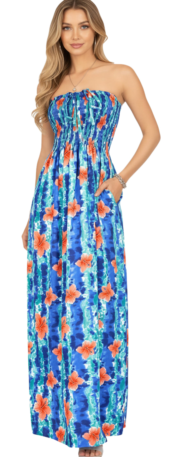 LA LEELA Blue Long Dress - 133869