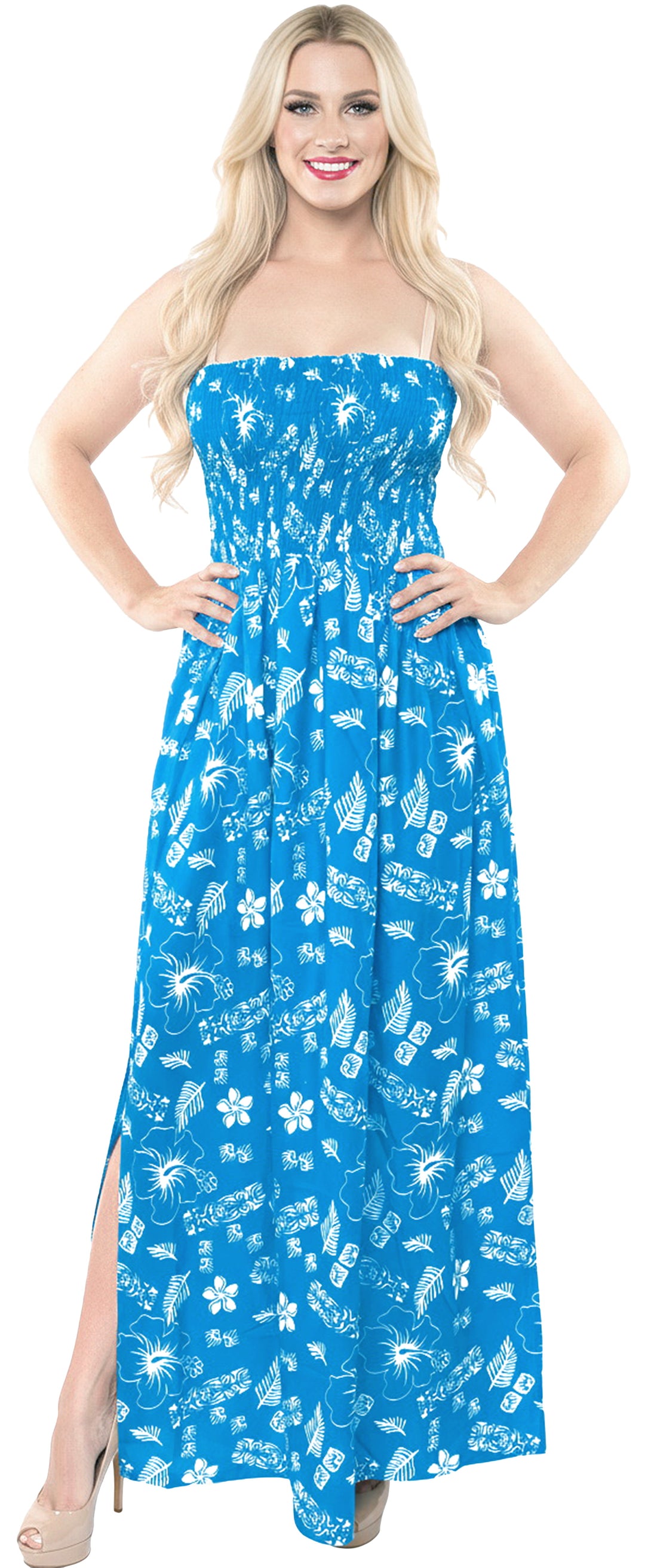 LA LEELA Blue Long Dress - 136381