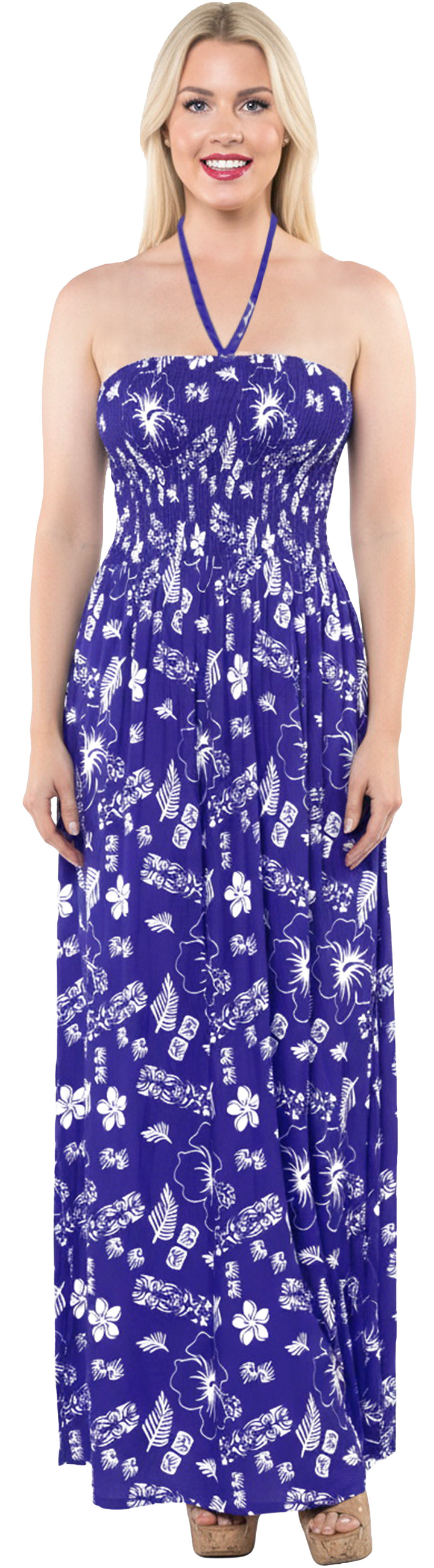 LA LEELA Blue Long Dress - 907572