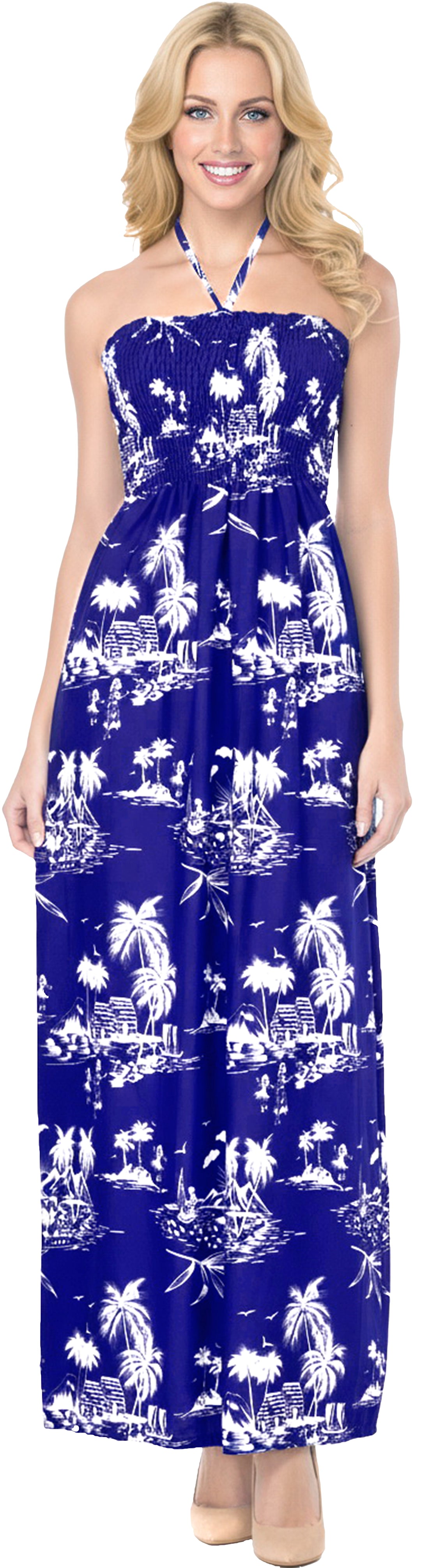 LA LEELA Blue Long Dress - 907980