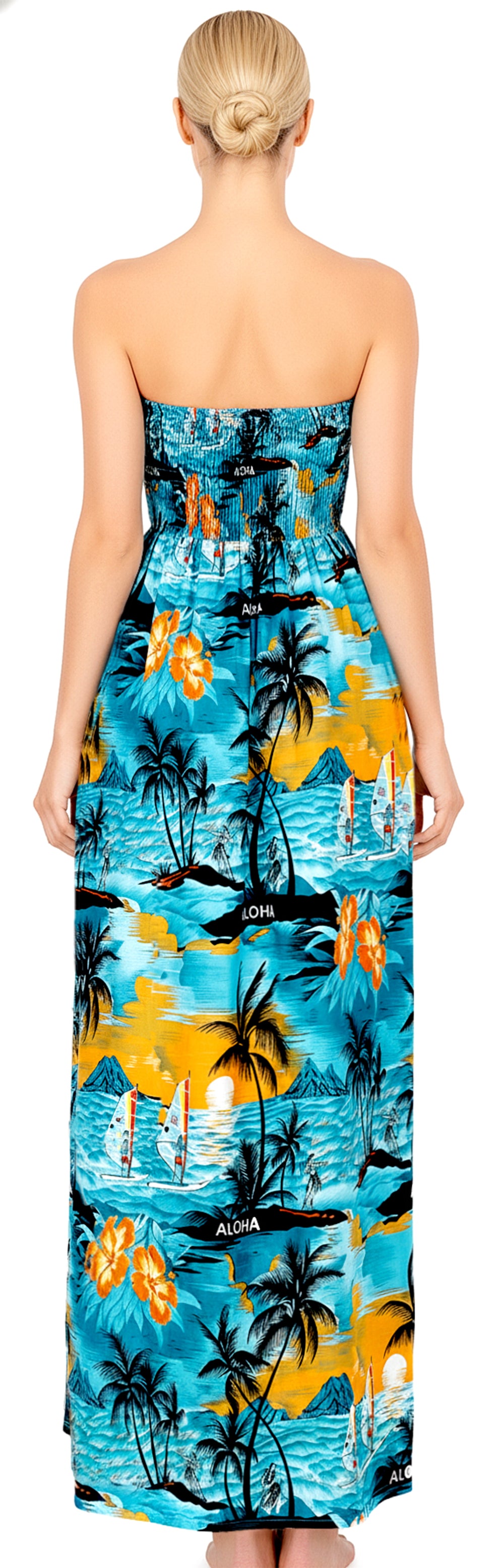 LA LEELA Blue Long Dress - 914772