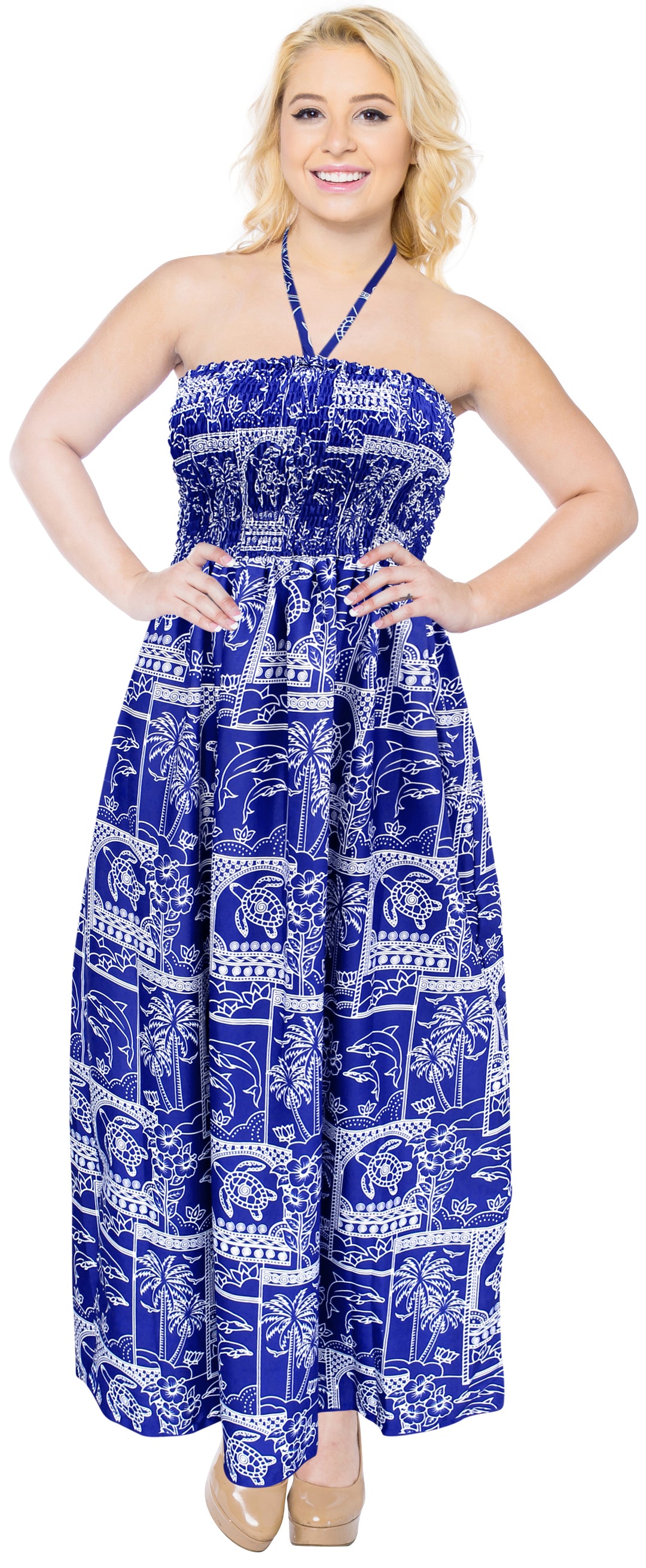 LA LEELA Blue Long Dress - 135828
