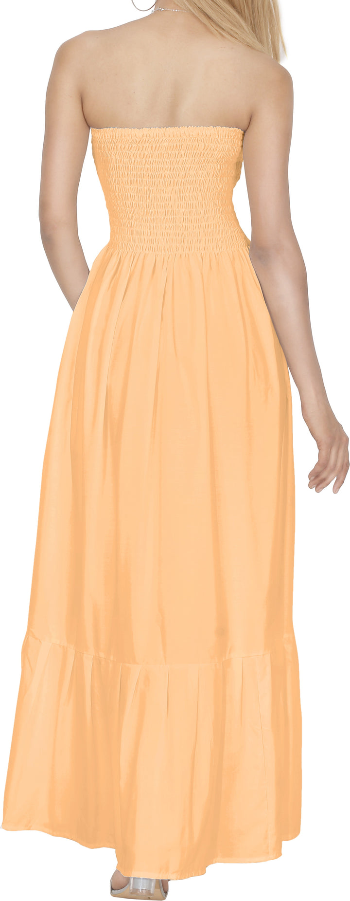 LA LEELA Peach Long Dress - 900182