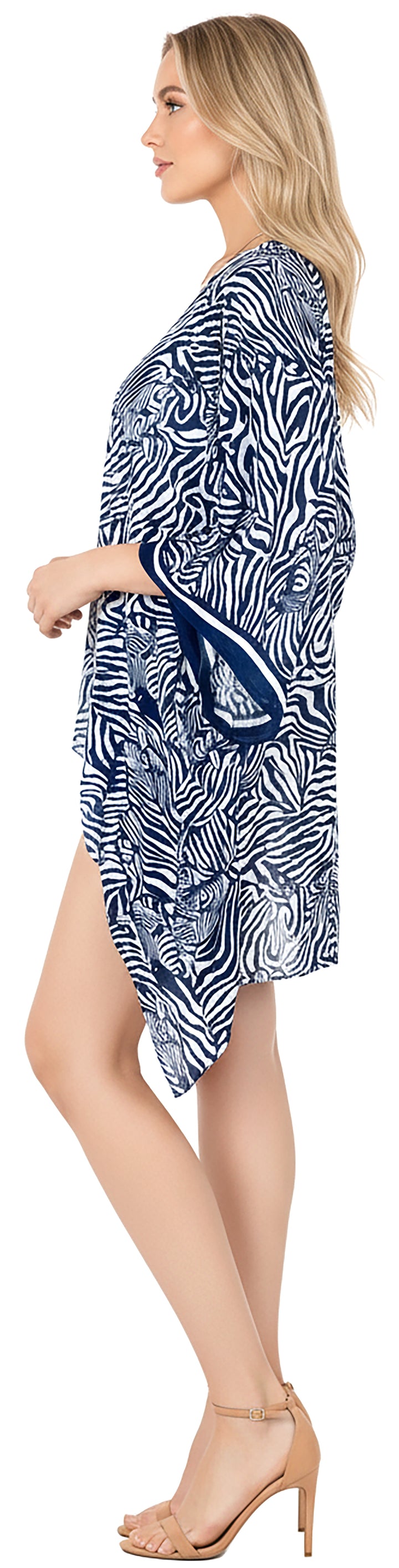 Blue Vacation Beach Kimono, Sheer Swimsuit Cover-Up For Women P03222