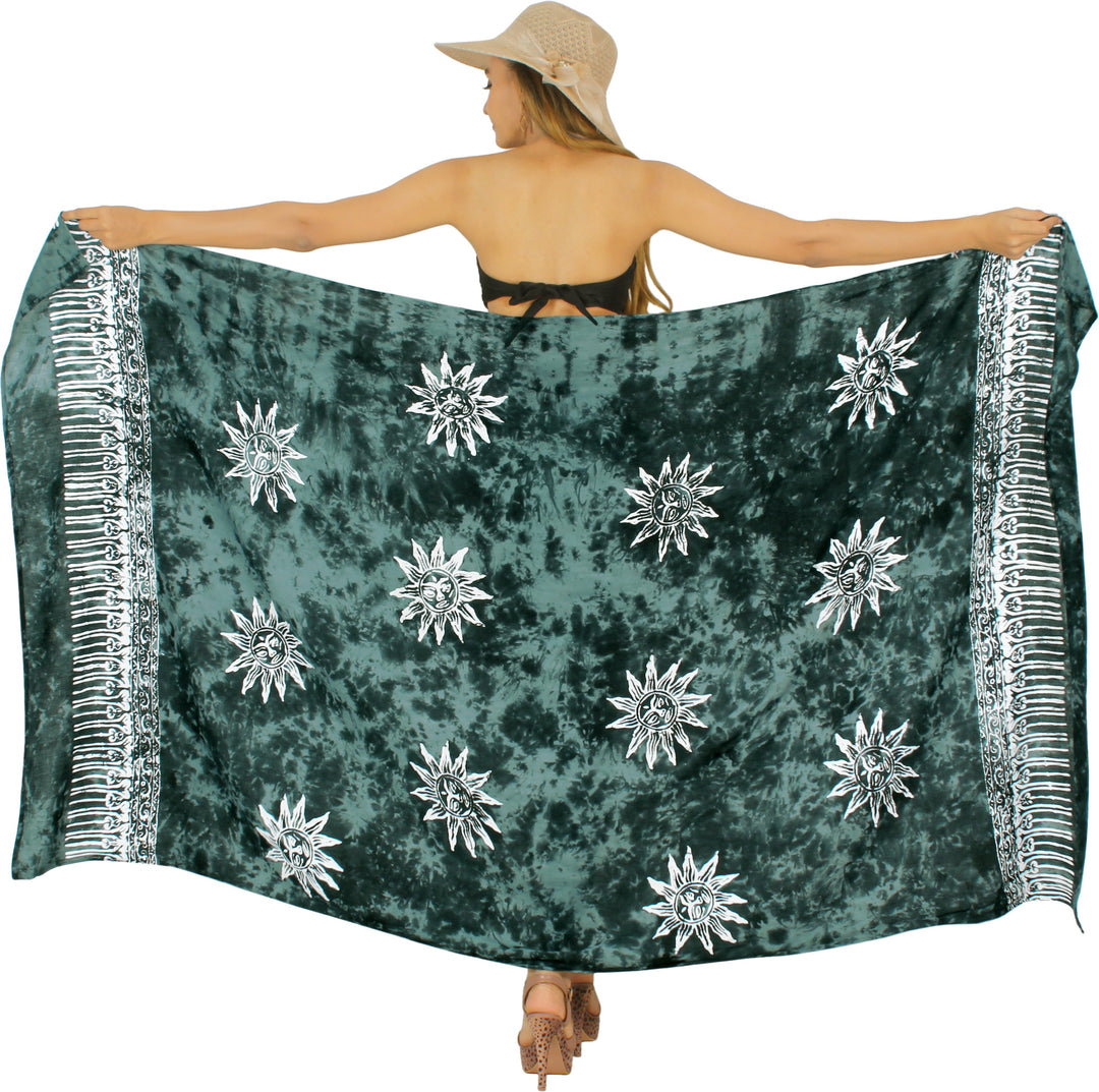HAPPY BAY Bathing Towel Beach Womens Sarong Bikini Cover up Tie and dye Black printed P04102