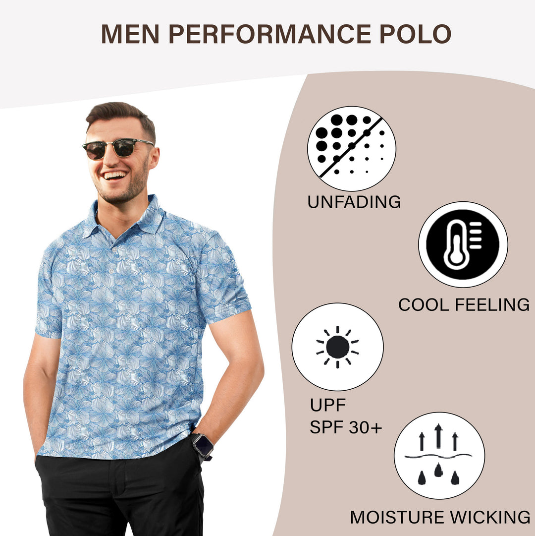 HAPPY BAY Mens Hawaiian T-Shirts Blue Hibiscus P04653