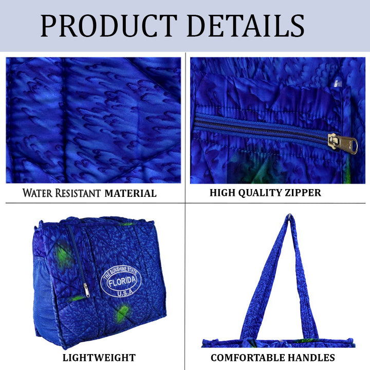 Beach  Pool Tote Bag + Purse + Beach Wrap Ethnic Blue P04697