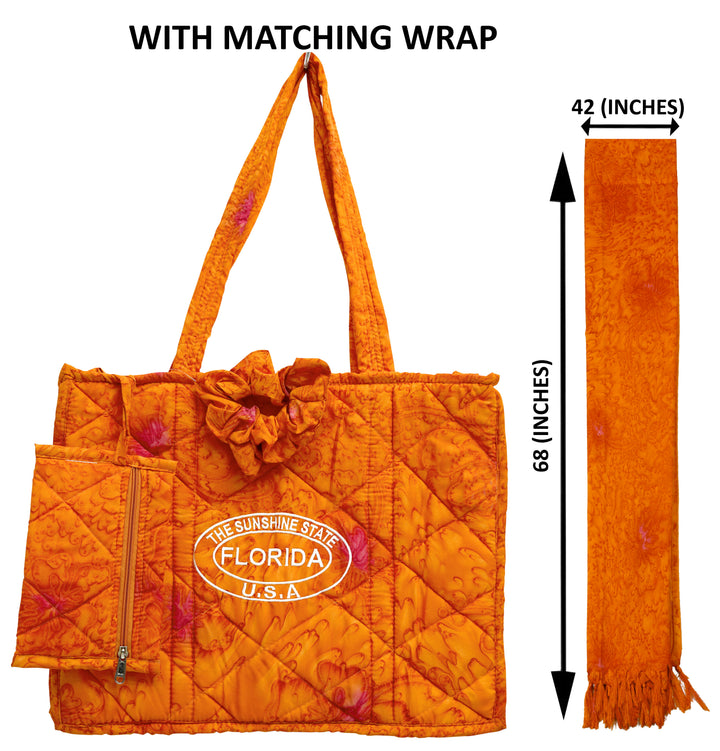 Beach Pool Tote Bag + Purse + Beach Wrap Orange P04702
