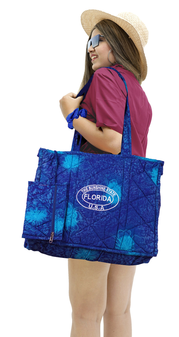 Beach Pool Tote Bag + Purse + Beach Wrap Dark Blue P04703