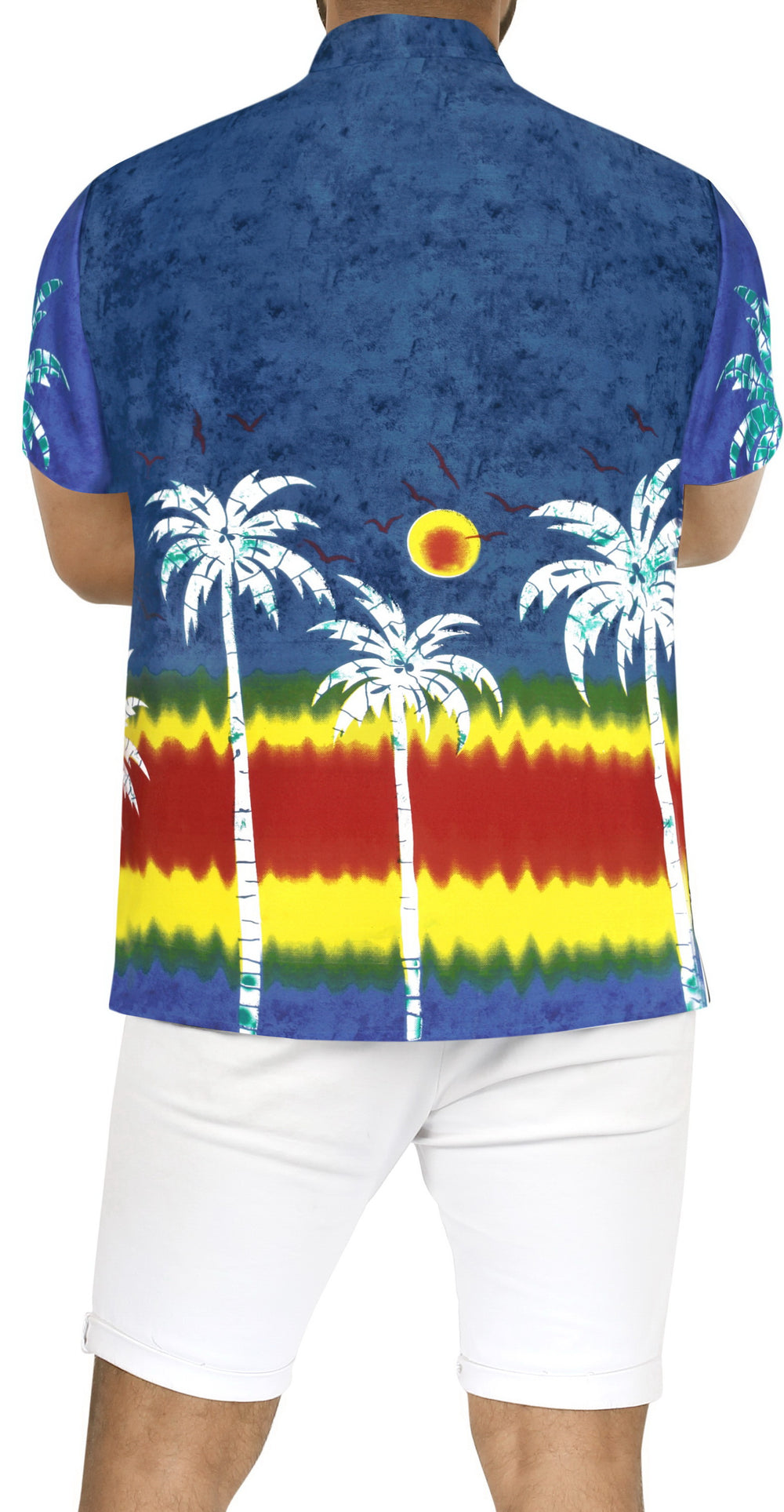 LA LEELA Men's Short Sleeve Hawaiian Shirt - Summer Beach Island Vacation Casual Cruise Button Down Aloha S Blue P07189