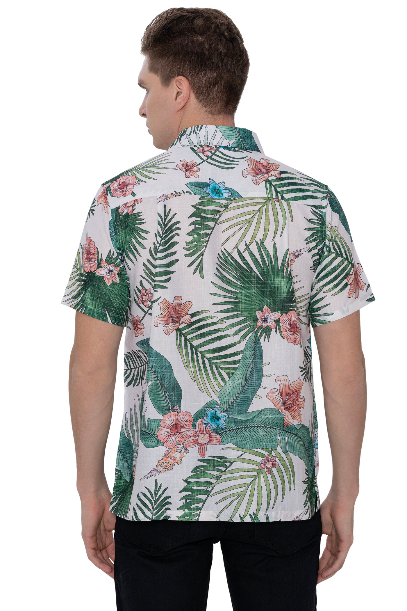 HAPPY BAY Mens Hawaiian Shirts Green Leaves P07218