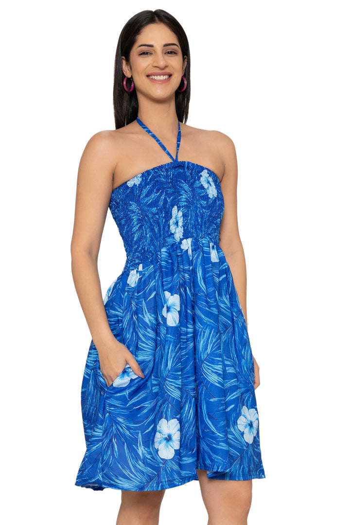 LA LEELA Blue Short Dress - 921960