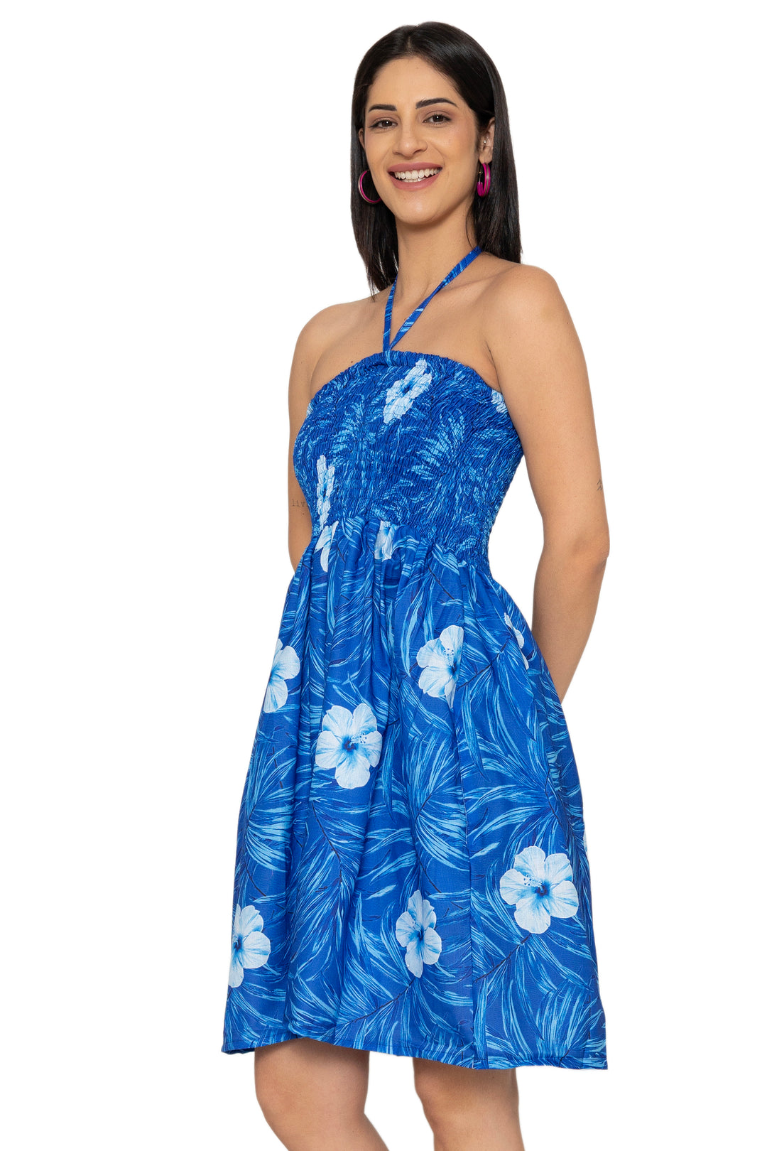 LA LEELA Blue Short Dress - 921960