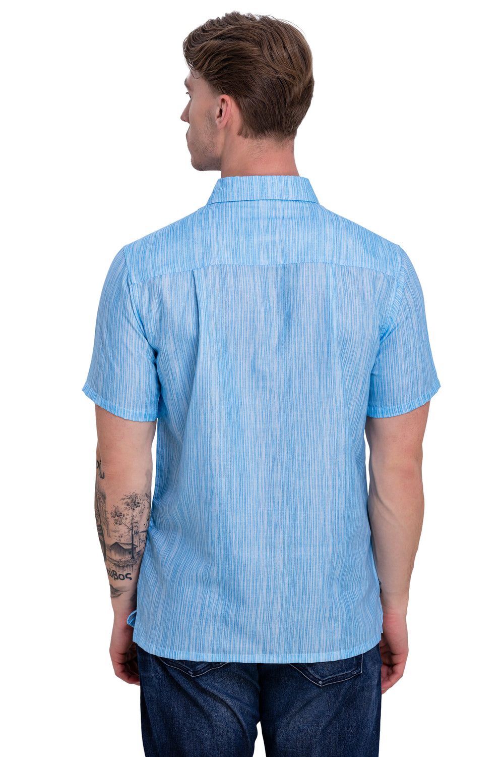Happy Bay Men's Regular Fit Beachwear Short Sleeve Button Up Shirt light-blue P07591