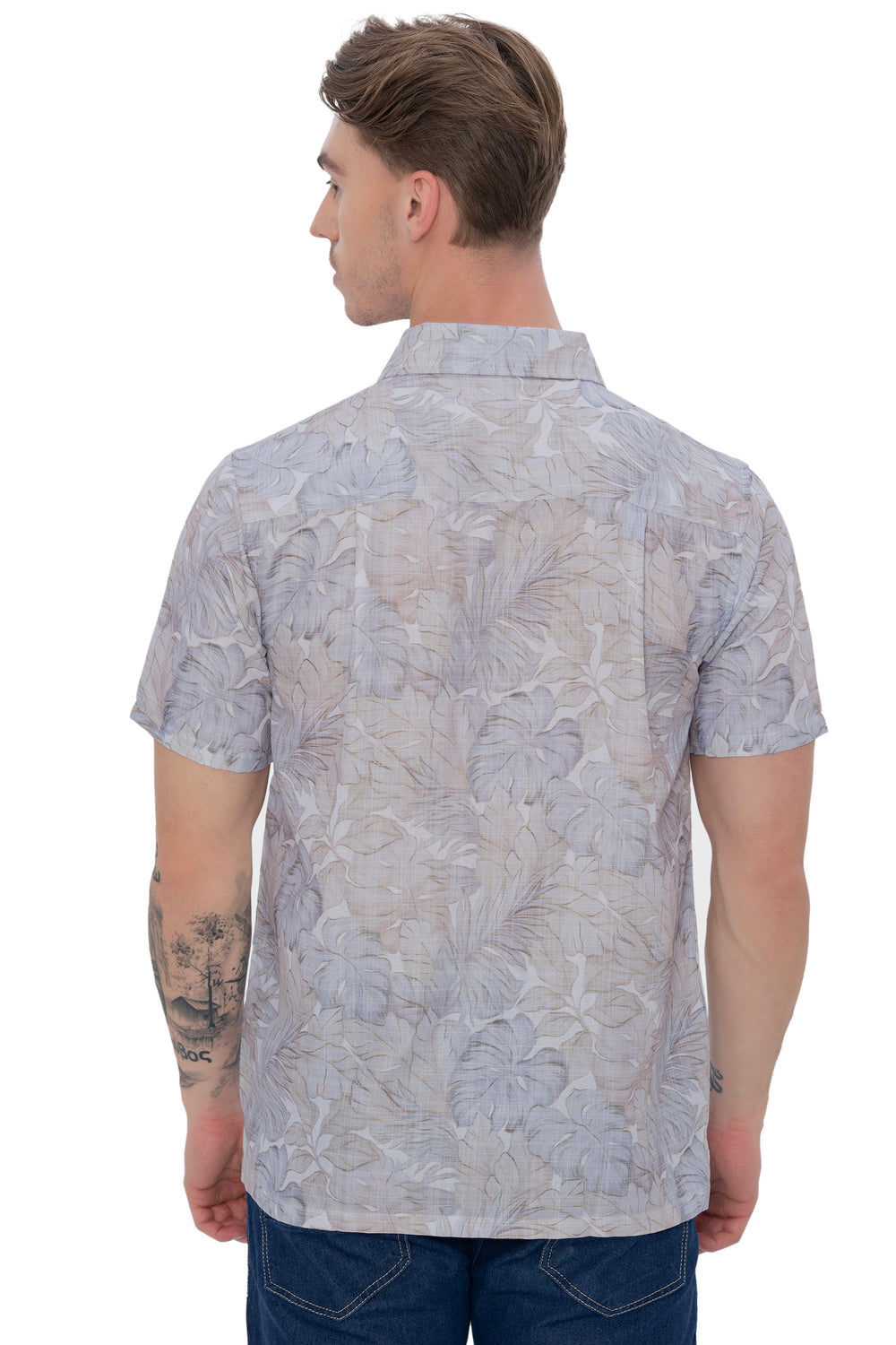 Happy Bay Men's Classic Fit Festival Short Sleeve Button Down Shirt Gray P07597