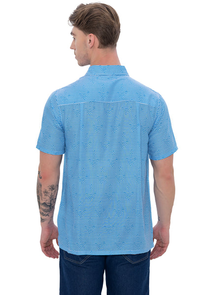 HAPPY BAY Mens Hawaiian Shirts Blue Ocean Wave P07598