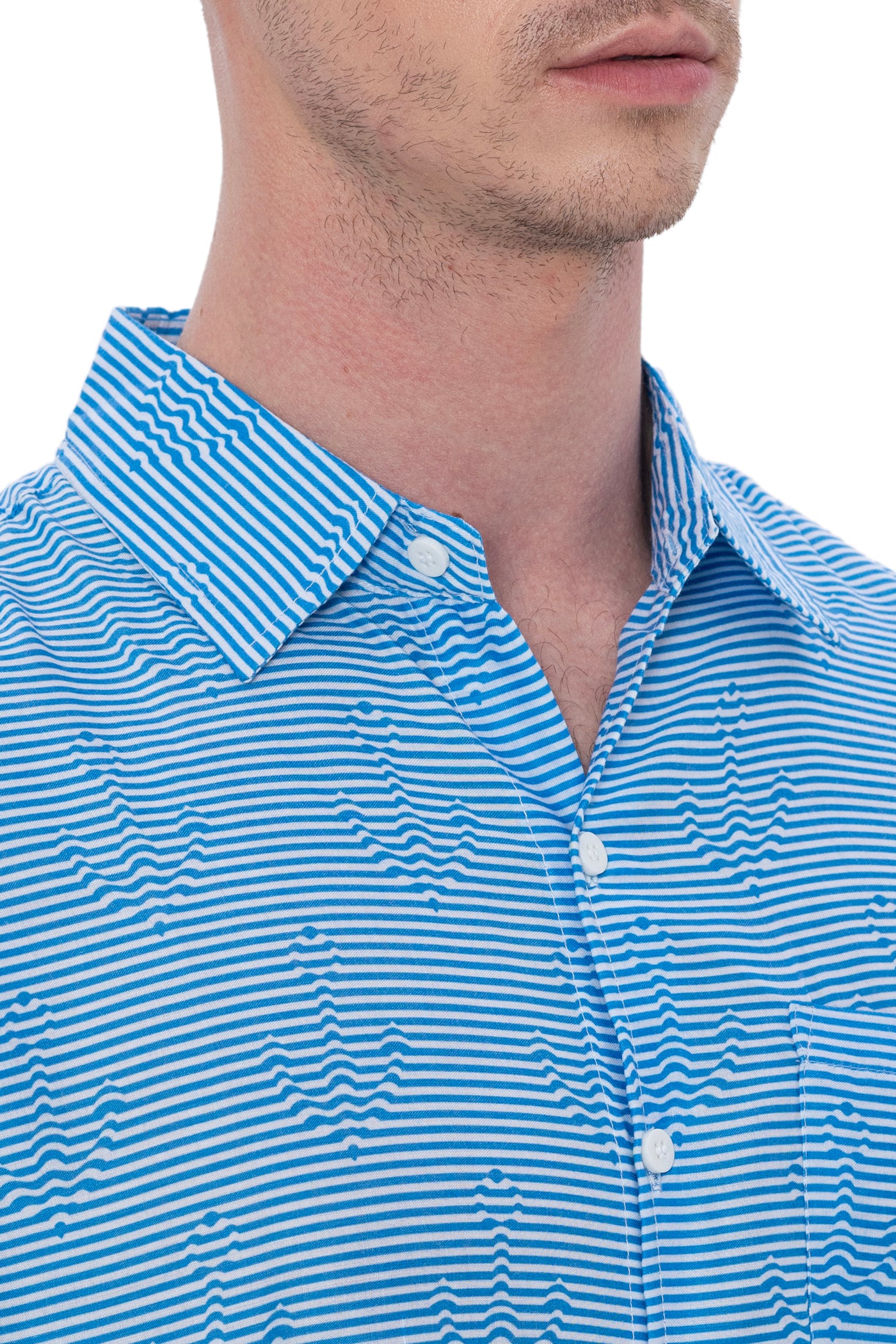 HAPPY BAY Mens Hawaiian Shirts Blue Ocean Wave P07598