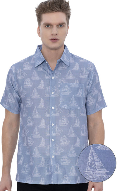 Men's Linen Effect Shirt “ white (P07604)