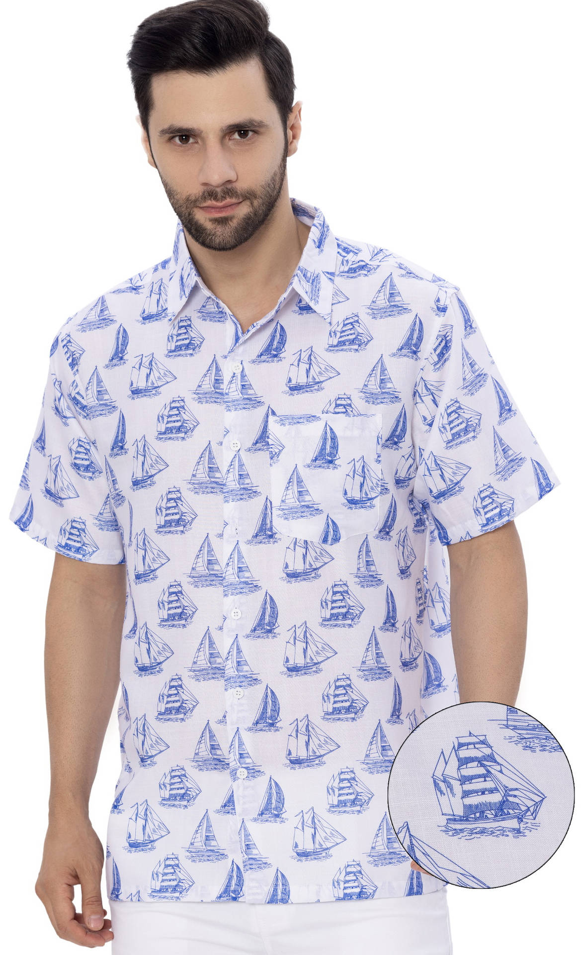 Men's Linen Effect Shirt “ white (P07606)