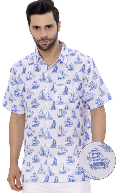 Men's Linen Effect Shirt “ white (P07606)