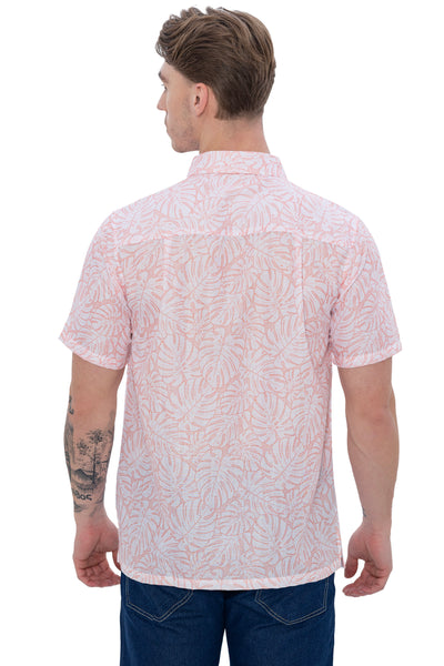 HAPPY BAY Mens Hawaiian Shirts Coral Leaves P07607