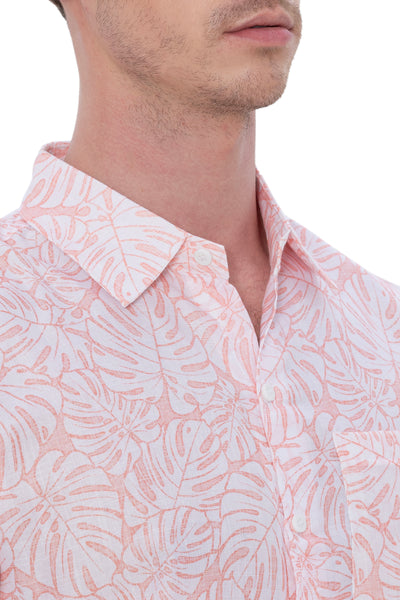 HAPPY BAY Mens Hawaiian Shirts Coral Leaves P07607
