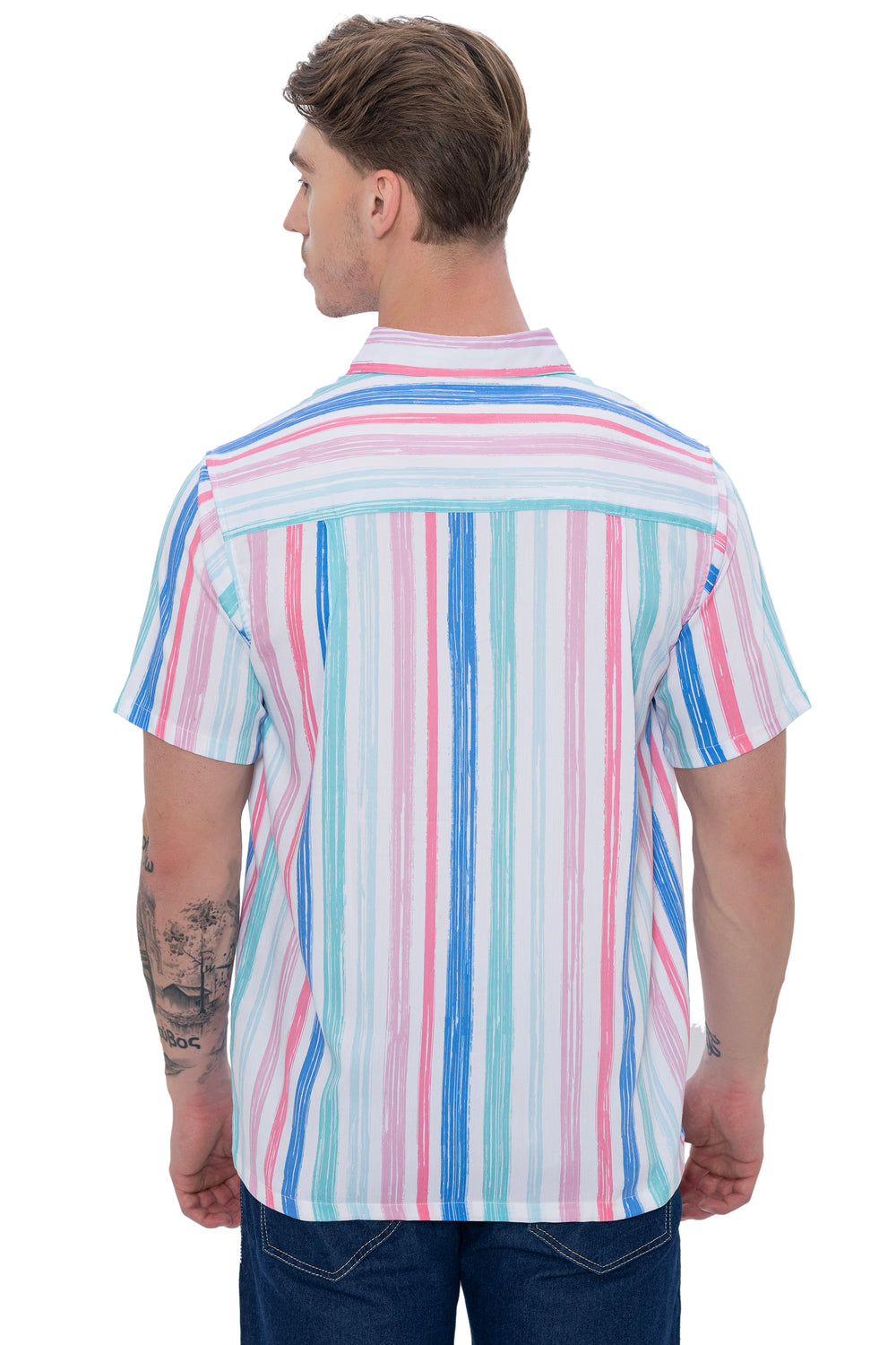 HAPPY BAY Men's Camp Collar Casual Shirt - Summer Short Sleeve Beach Button Down Classic Fit Resort Shirt M Multi P07609
