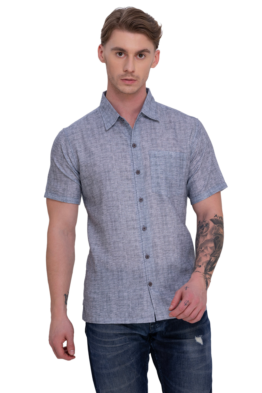 HAPPY BAY Mens Hawaiian Shirts Casual Blue P07611