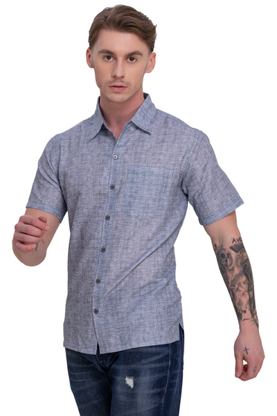 HAPPY BAY Mens Hawaiian Shirts Casual Blue P07611