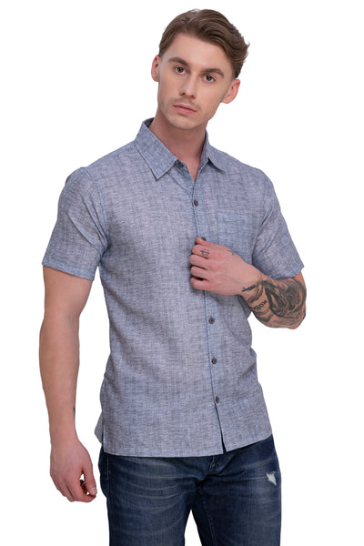 HAPPY BAY Mens Hawaiian Shirts Casual Blue P07611