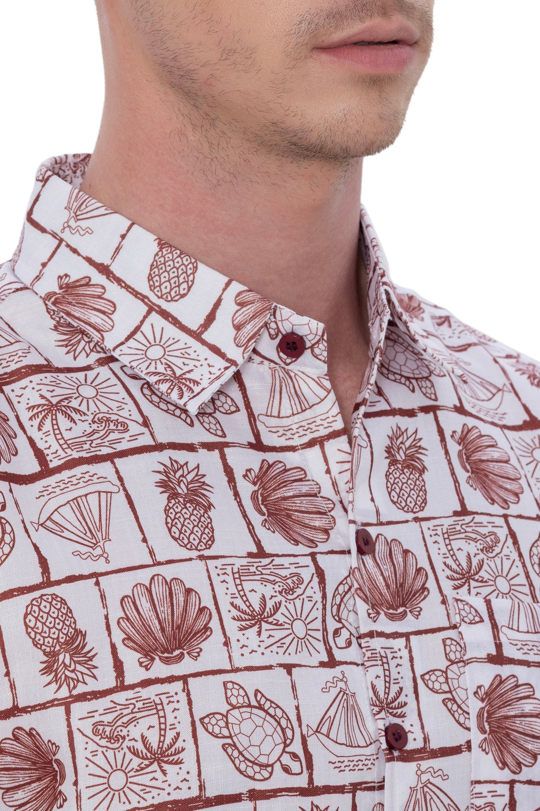 HAPPY BAY Mens Hawaiian Shirts Brown Turtle P07615