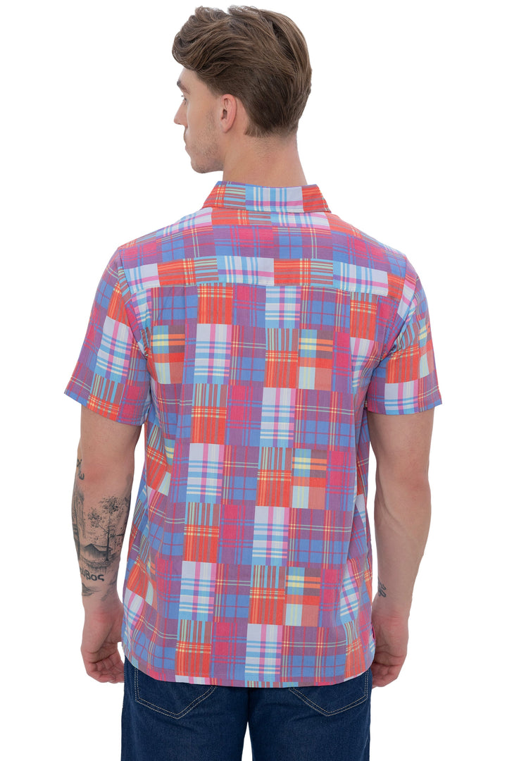 HAPPY BAY Mens Hawaiian Shirts Multi Checks P07621