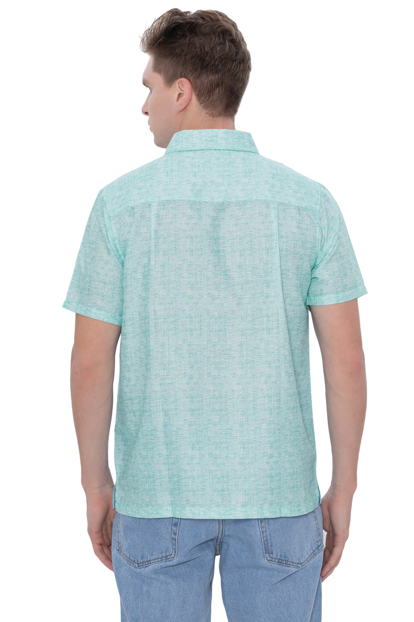 HAPPY BAY Mens Hawaiian Shirts Casual Green P07622