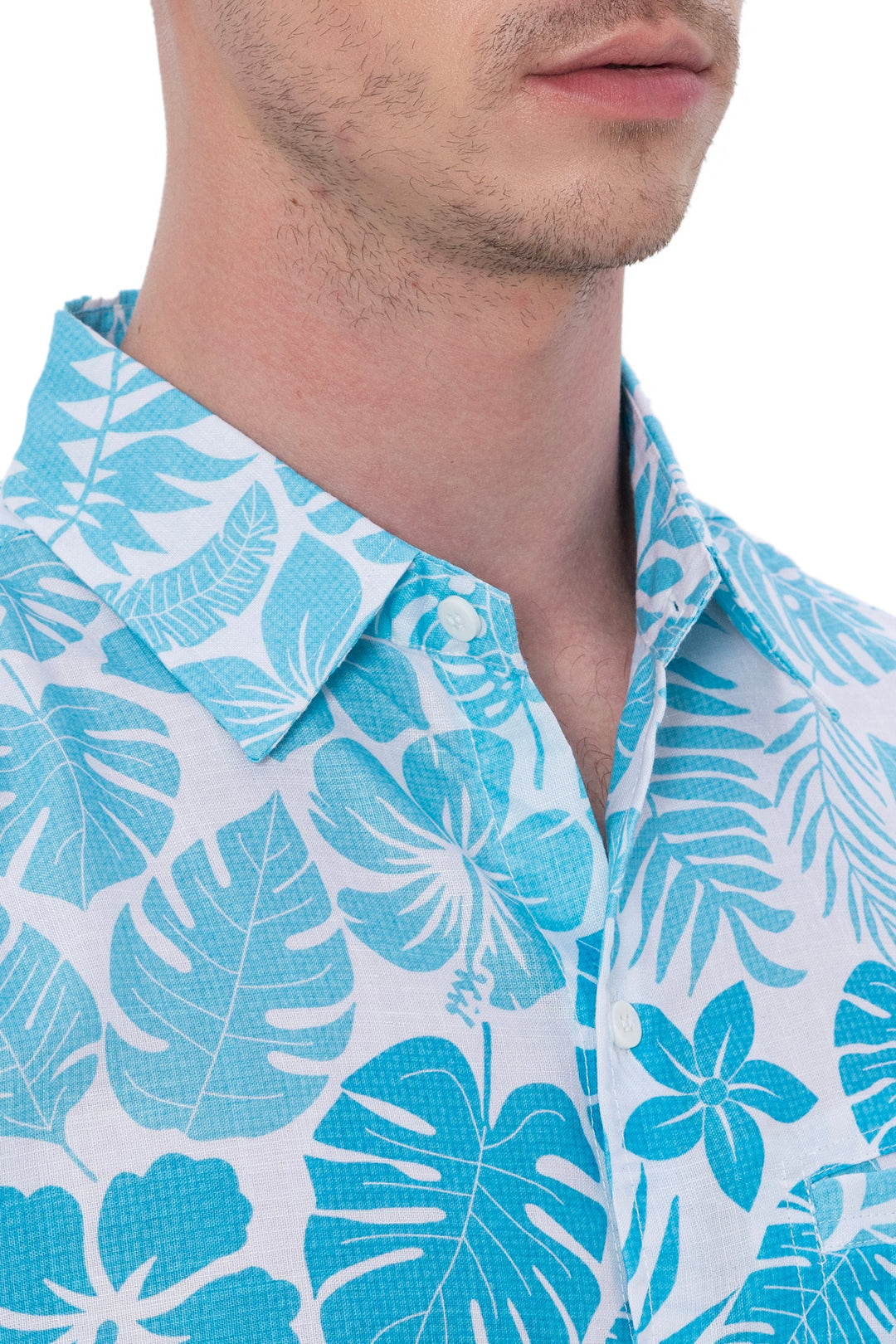 HAPPY BAY Mens Hawaiian Shirts Tropical Blue P07634
