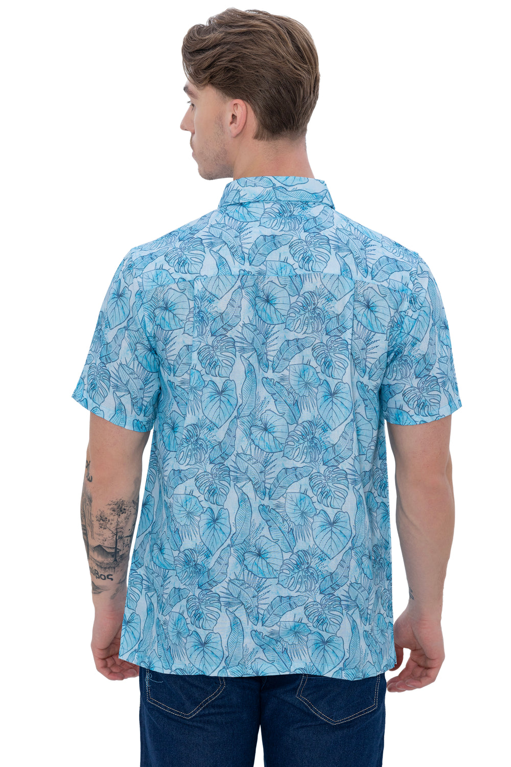 Happy Bay Men's Soft Linen Short Sleeve Everyday Button Down Shirt light-blue P07637