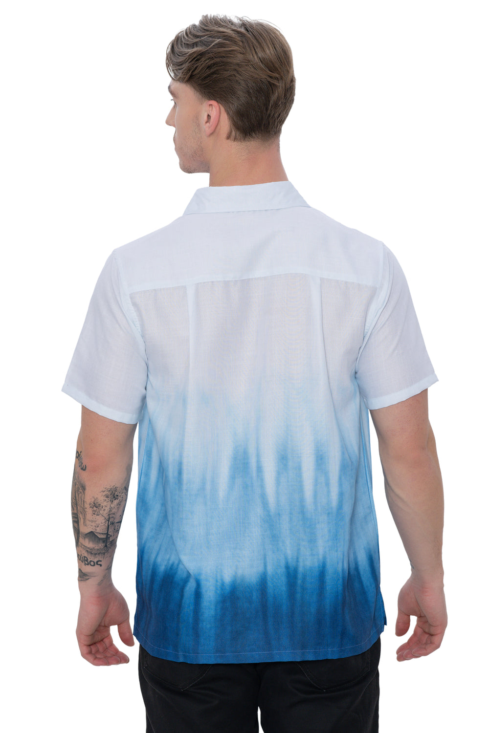Happy Bay Men's Breathable Linen Short Sleeve Getaway Shirt Blue P07687