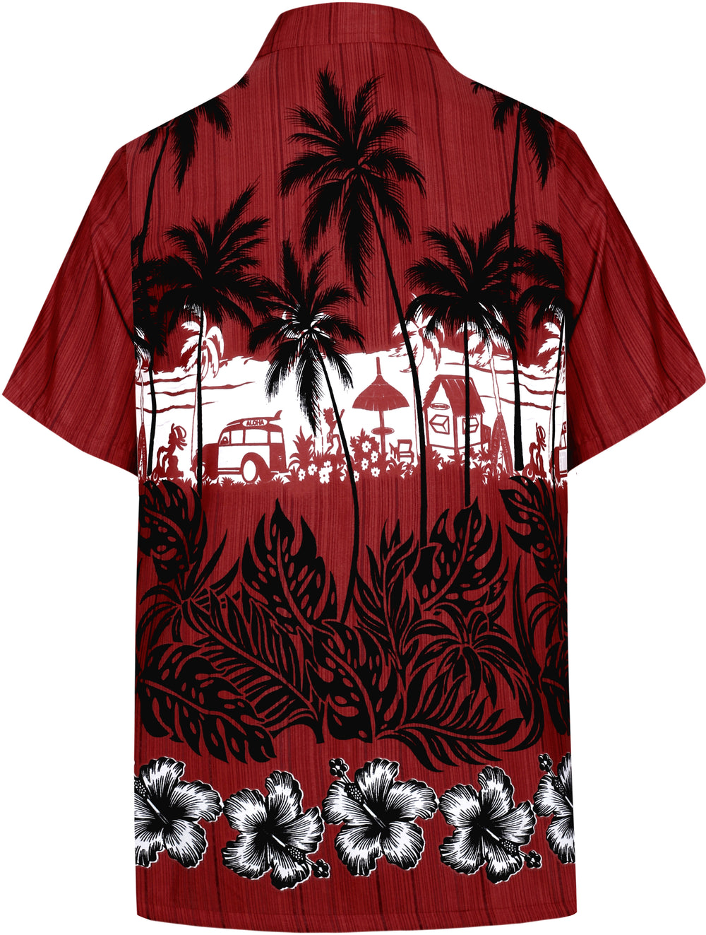 LA LEELA Men's Hawaiian Shirt Beach Wear - Summer Cruise Vacation Party Casual Button Down Aloha Shirt S Red P07692