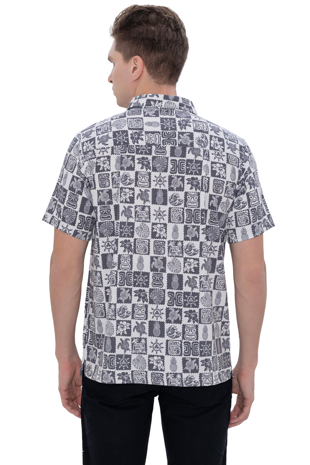 HAPPY BAY Men's Casual Hawaiian Beach Shirt - Summer Vacation Cruise Button Down Aloha Short Sleeve Shirt M Black P07726