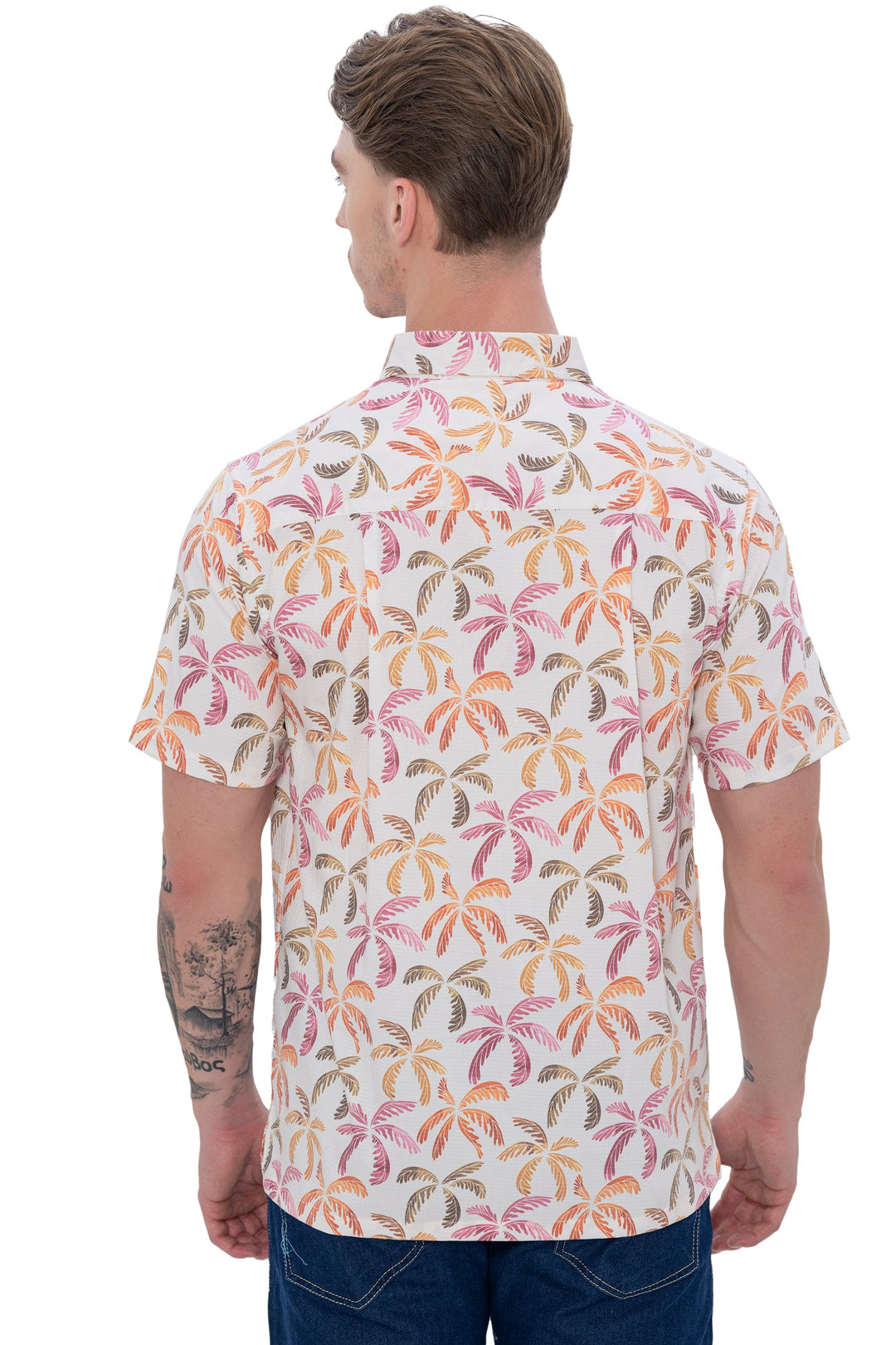 HAPPY BAY Mens Hawaiian Shirts Peach Floral Casual P07728