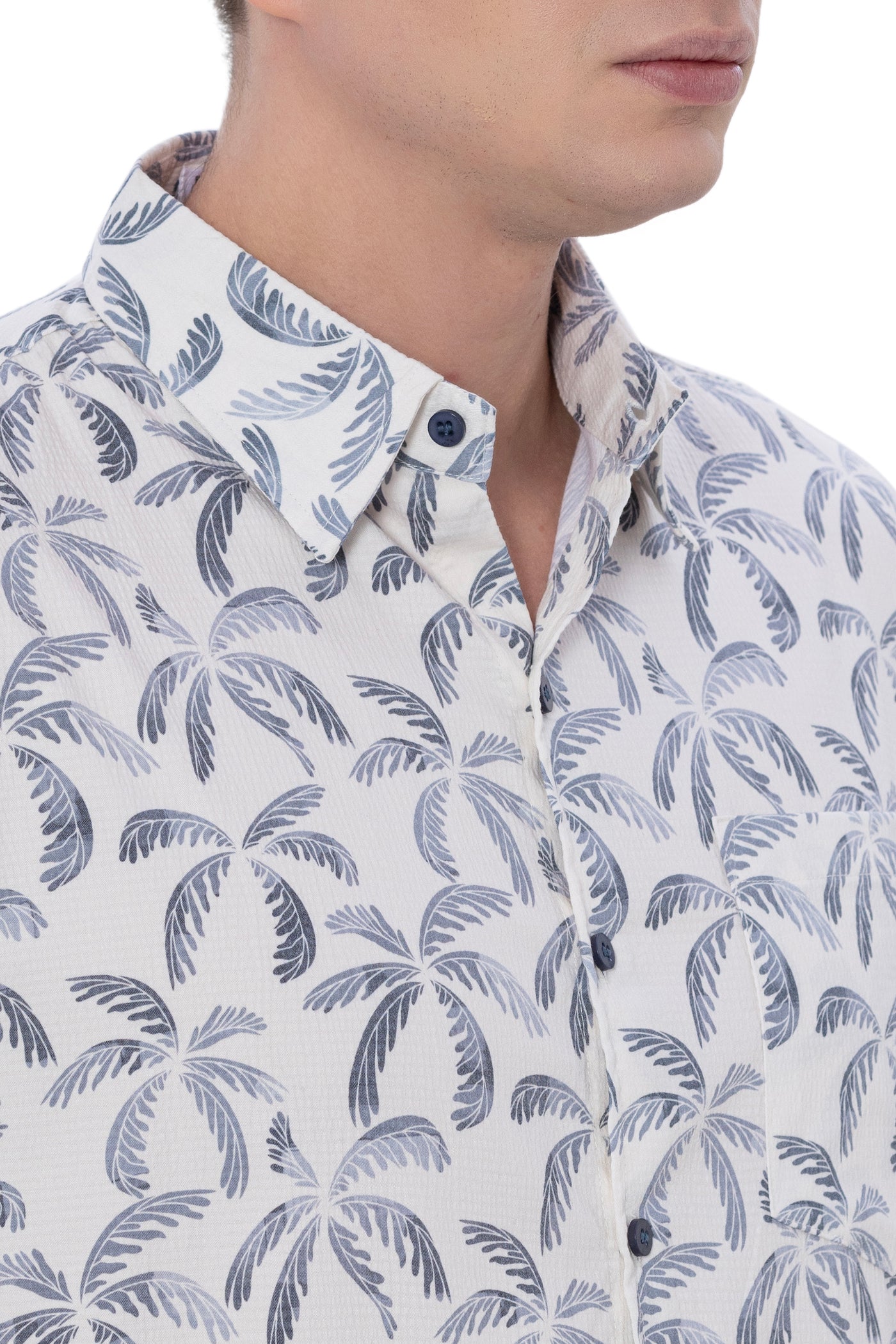 HAPPY BAY Mens Hawaiian Shirts Ocean Leaf Repeat P07729