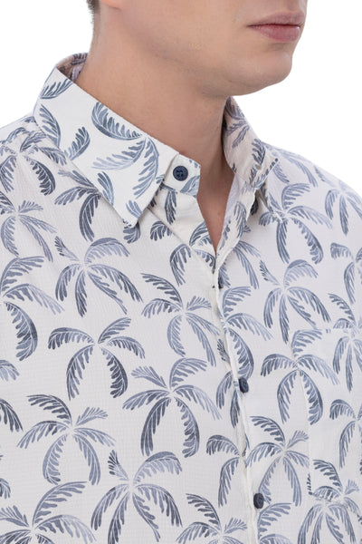 HAPPY BAY Mens Hawaiian Shirts Ocean Leaf Repeat P07729