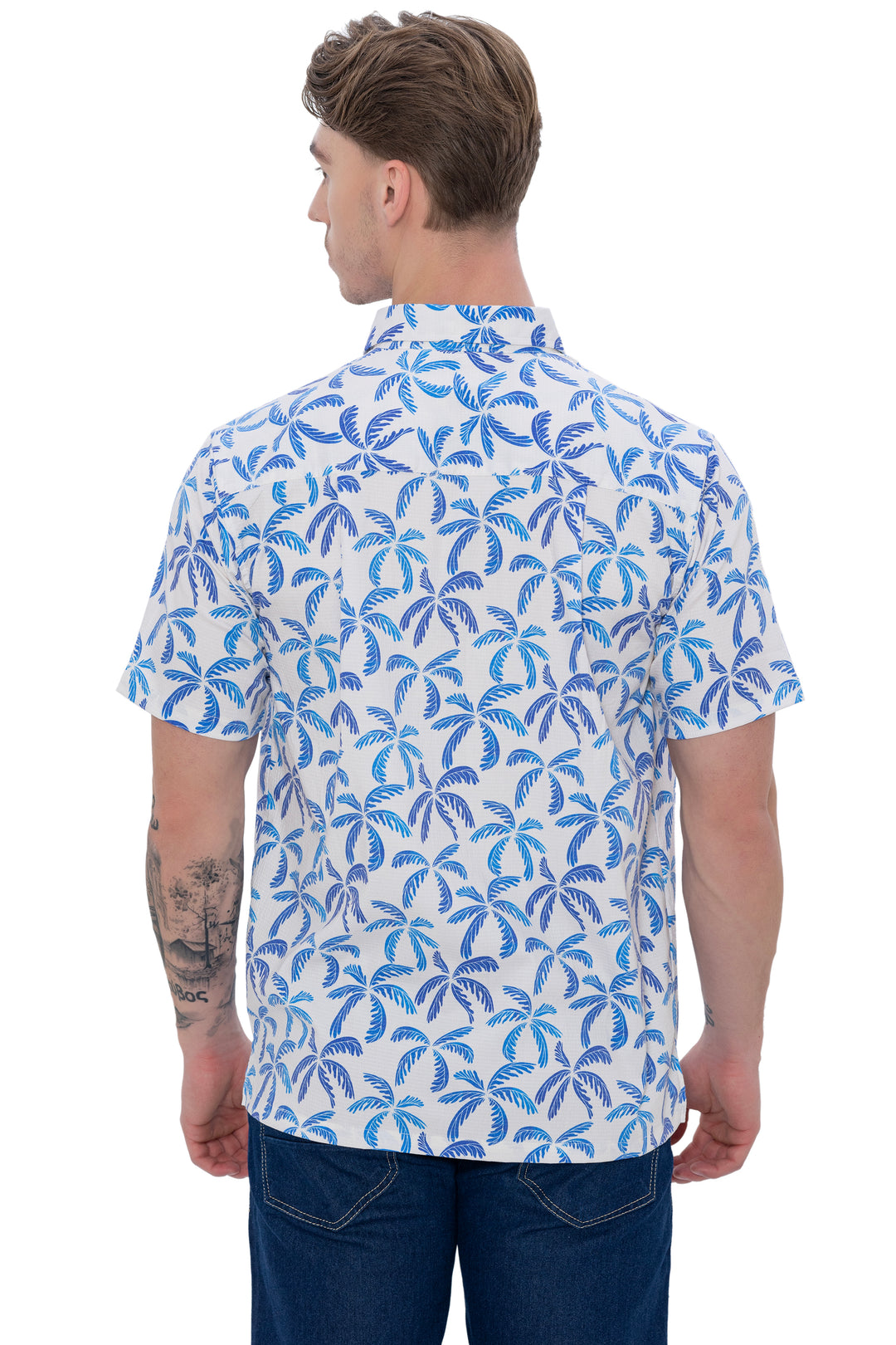 HAPPY BAY Mens Hawaiian Shirts Blue Floral Casual P07730